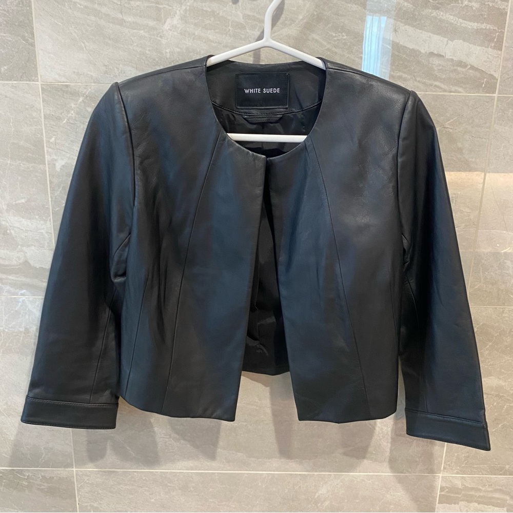 Black Leather Cropped Jacket